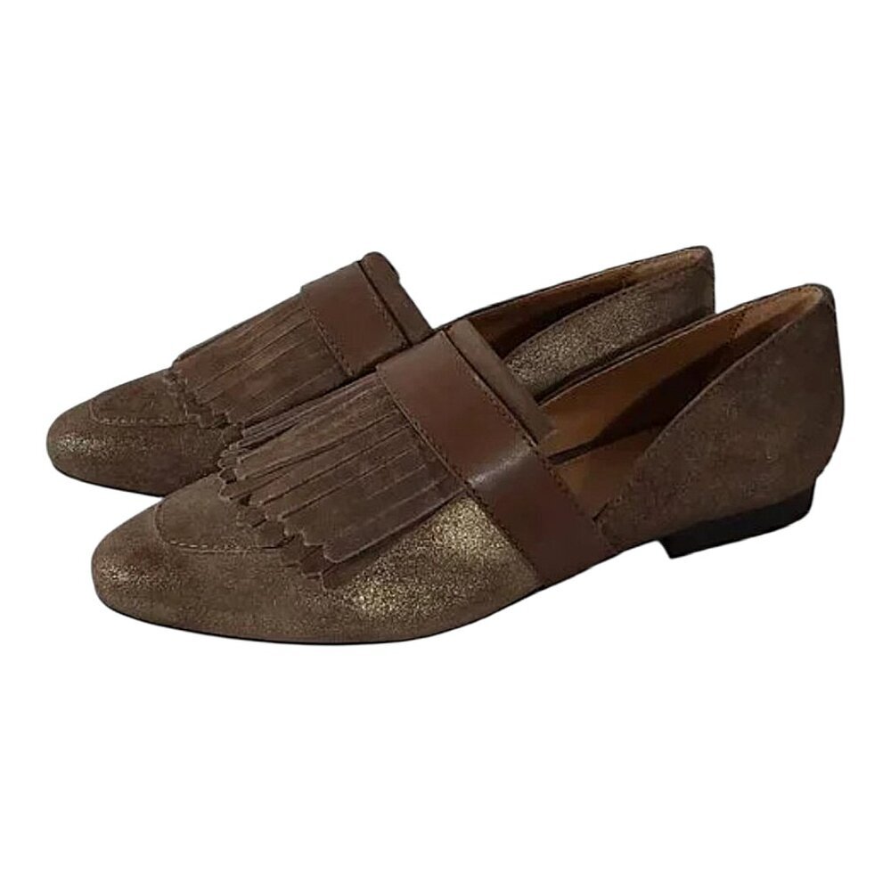 G.H. Bass NIB Harlow D'orsay Flats Metallic Brown Nubuck Weejuns Loafers Chic 8